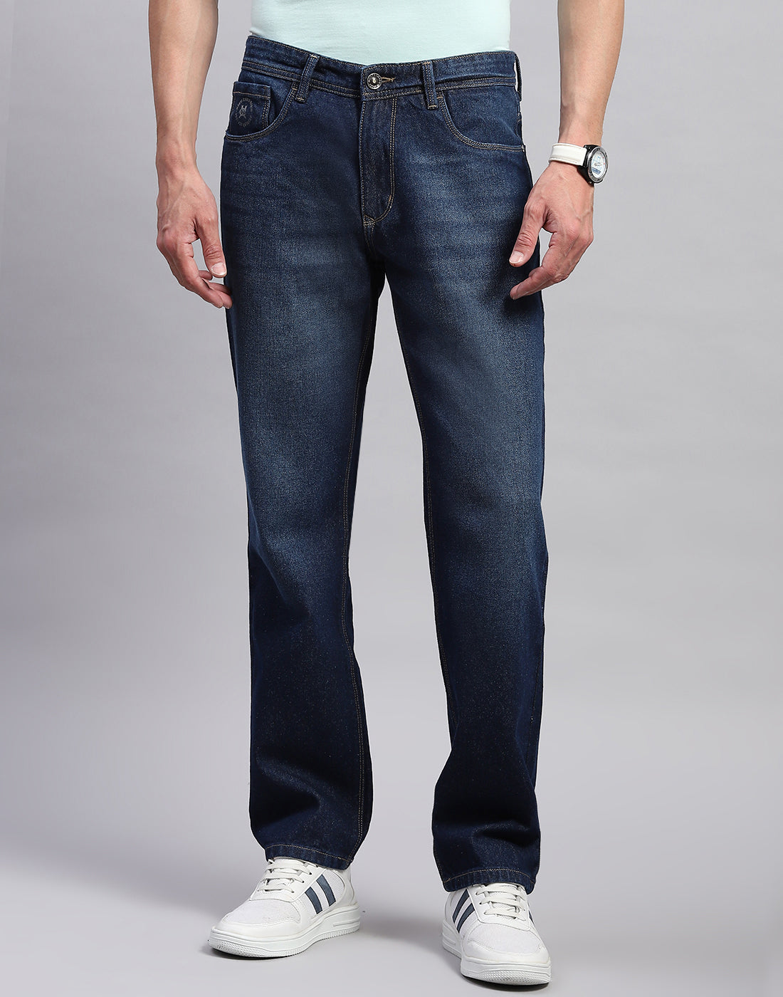 Men Blue Light Wash Regular Fit Denim