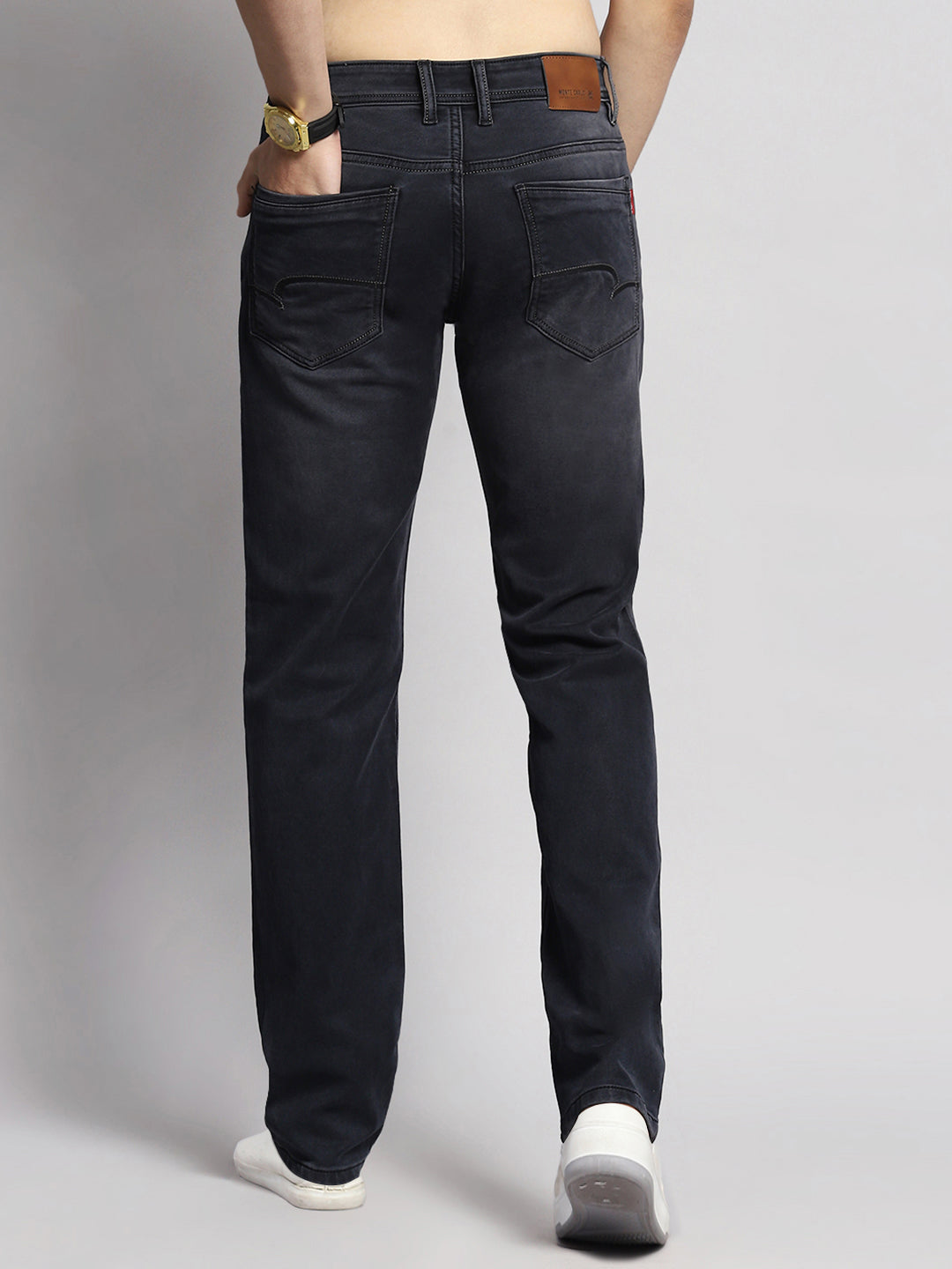 Men Black Normal Wash Straight Fit Denim