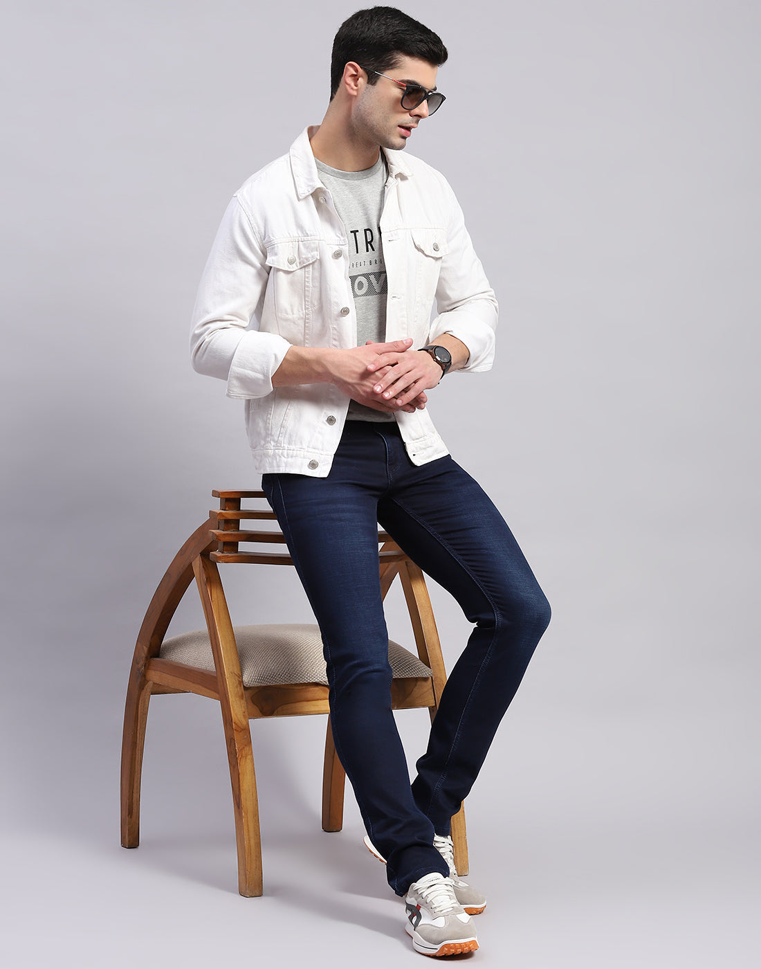 Men Blue Light Wash Skinny Fit Denim