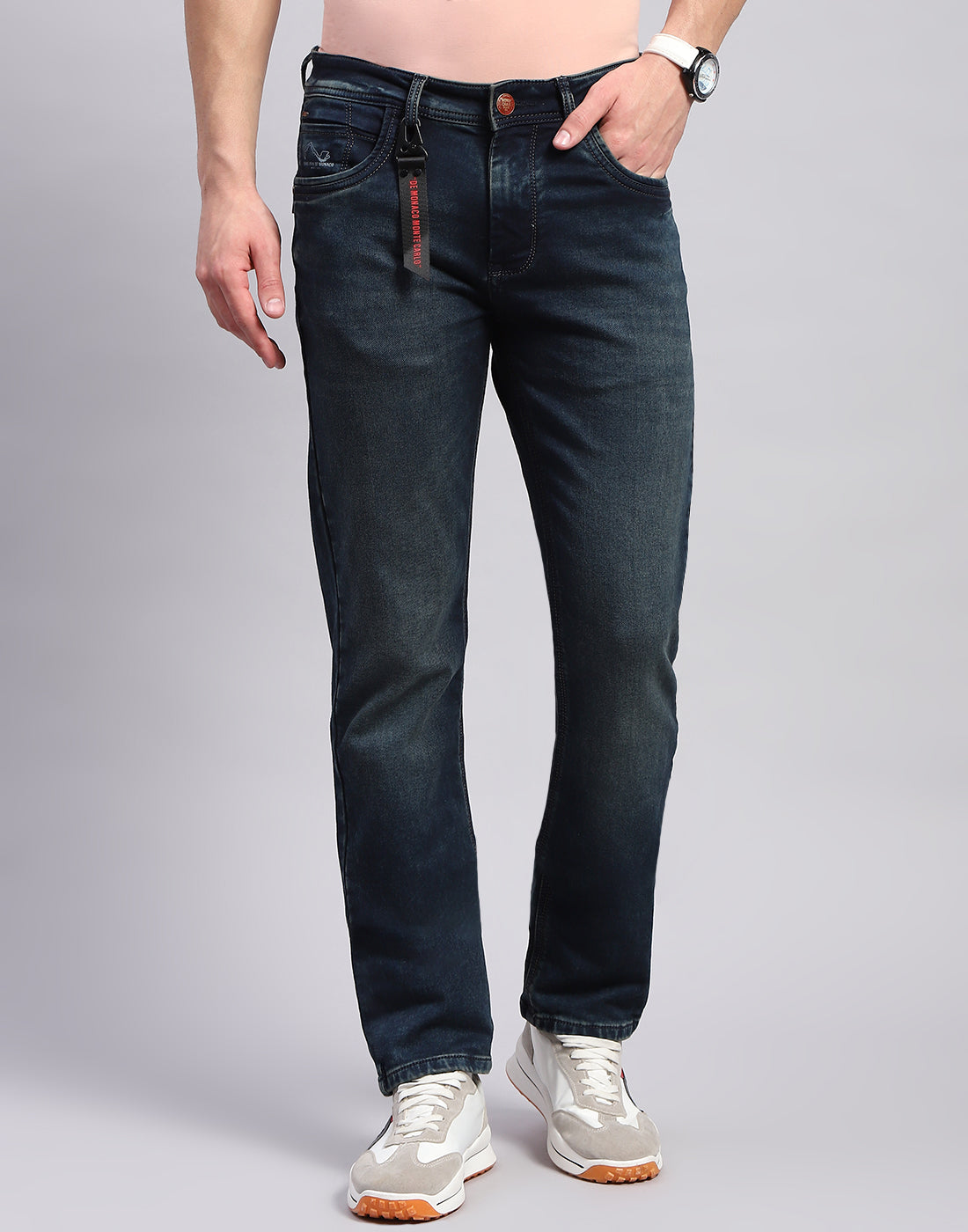 Men Blue Light Wash Regular Fit Denim