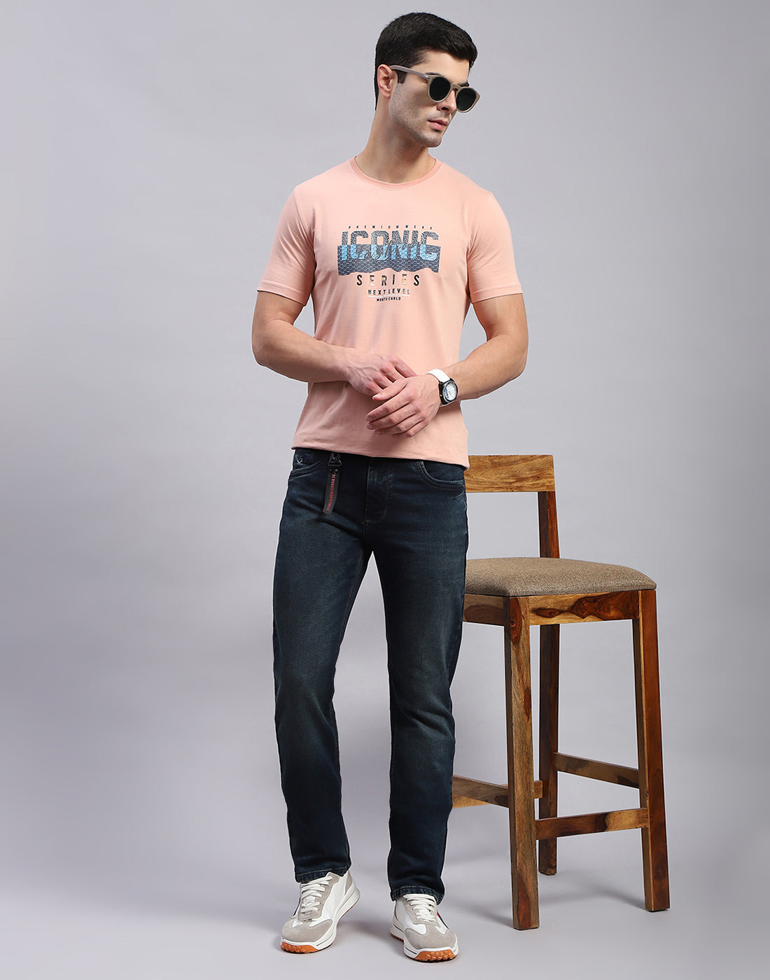 Men Blue Light Wash Regular Fit Denim