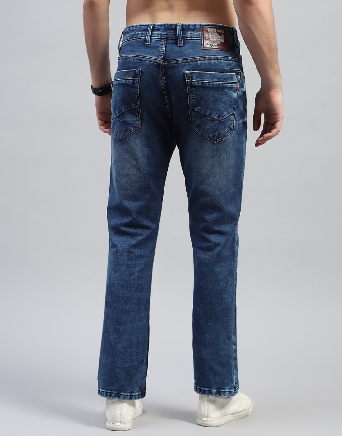 Men Blue Solid Straight Fit Denim