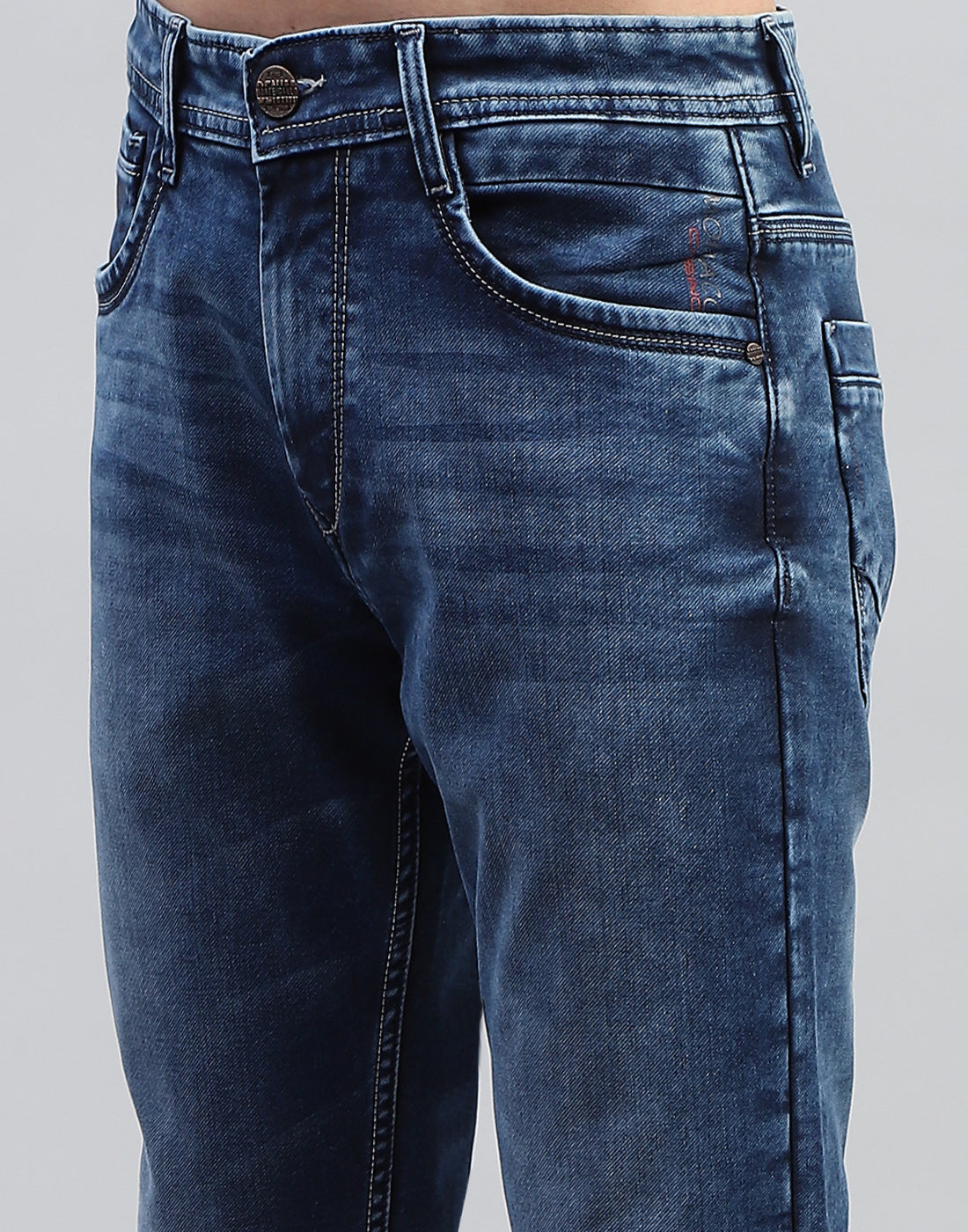 Men Blue Solid Straight Fit Denim