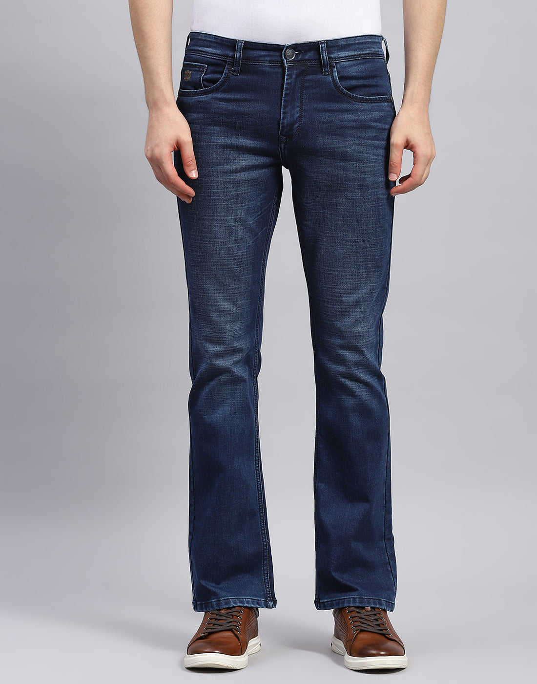 Men Blue Solid Bootcut Denim