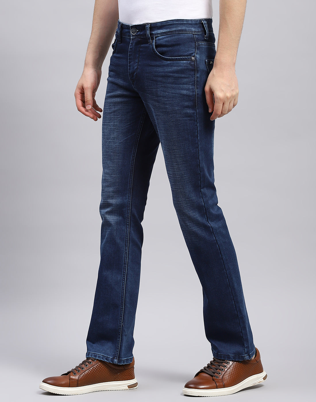 Men Blue Solid Bootcut Denim