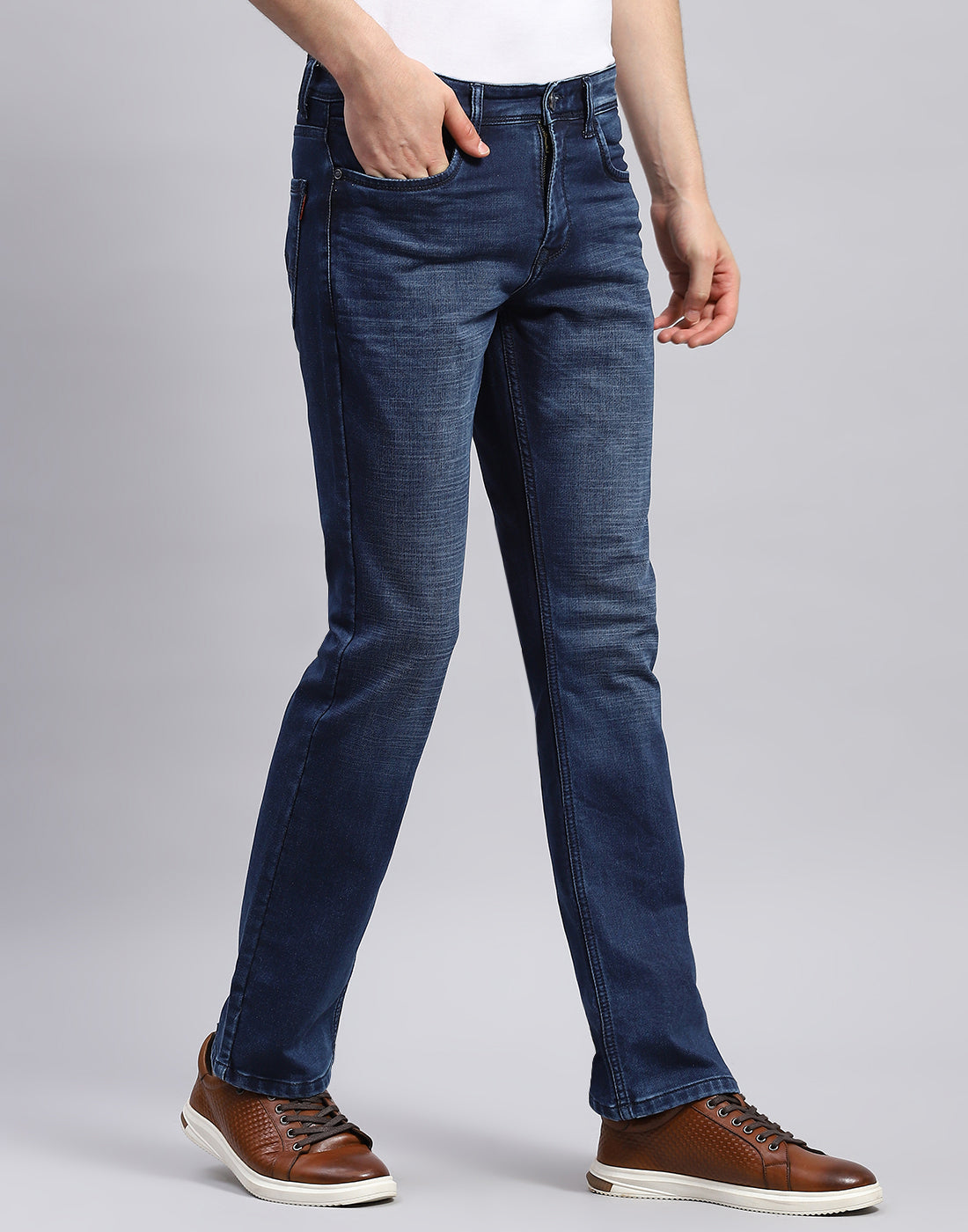 Men Blue Solid Bootcut Denim