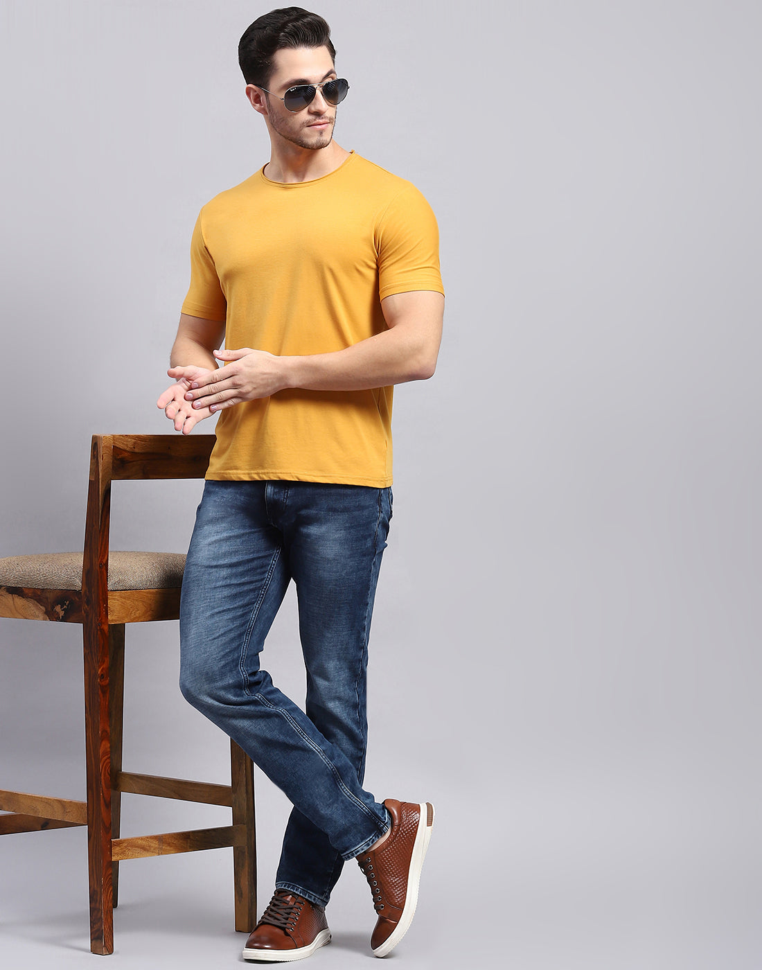 Men Blue Light Wash Slim Fit Denim