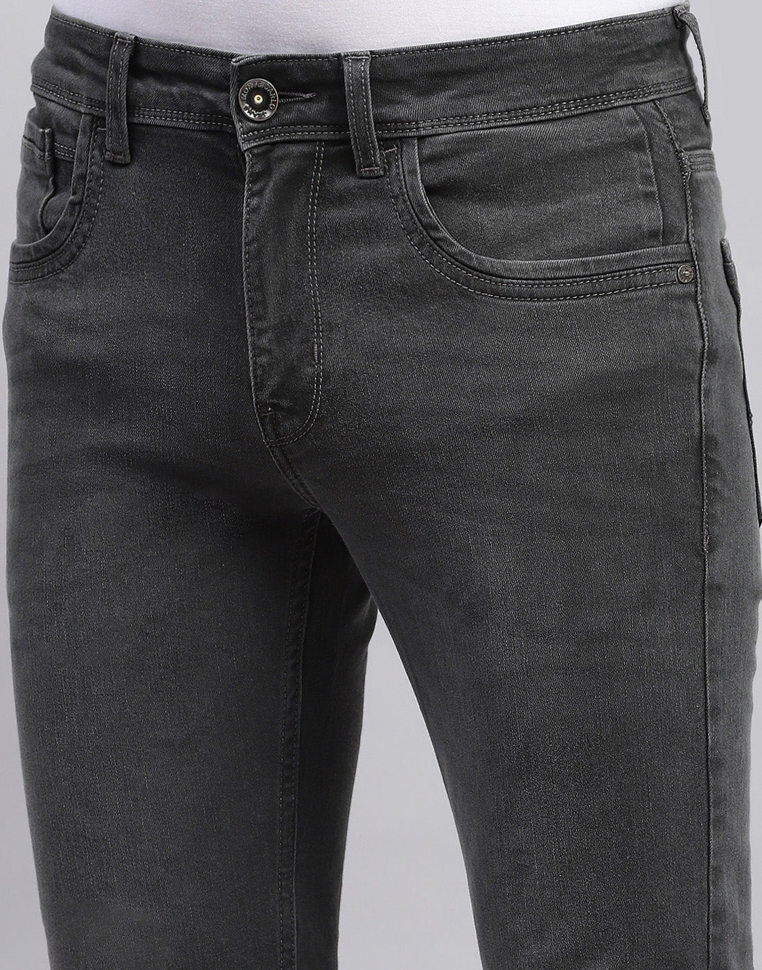 Men Grey Solid Skinny Fit Denim