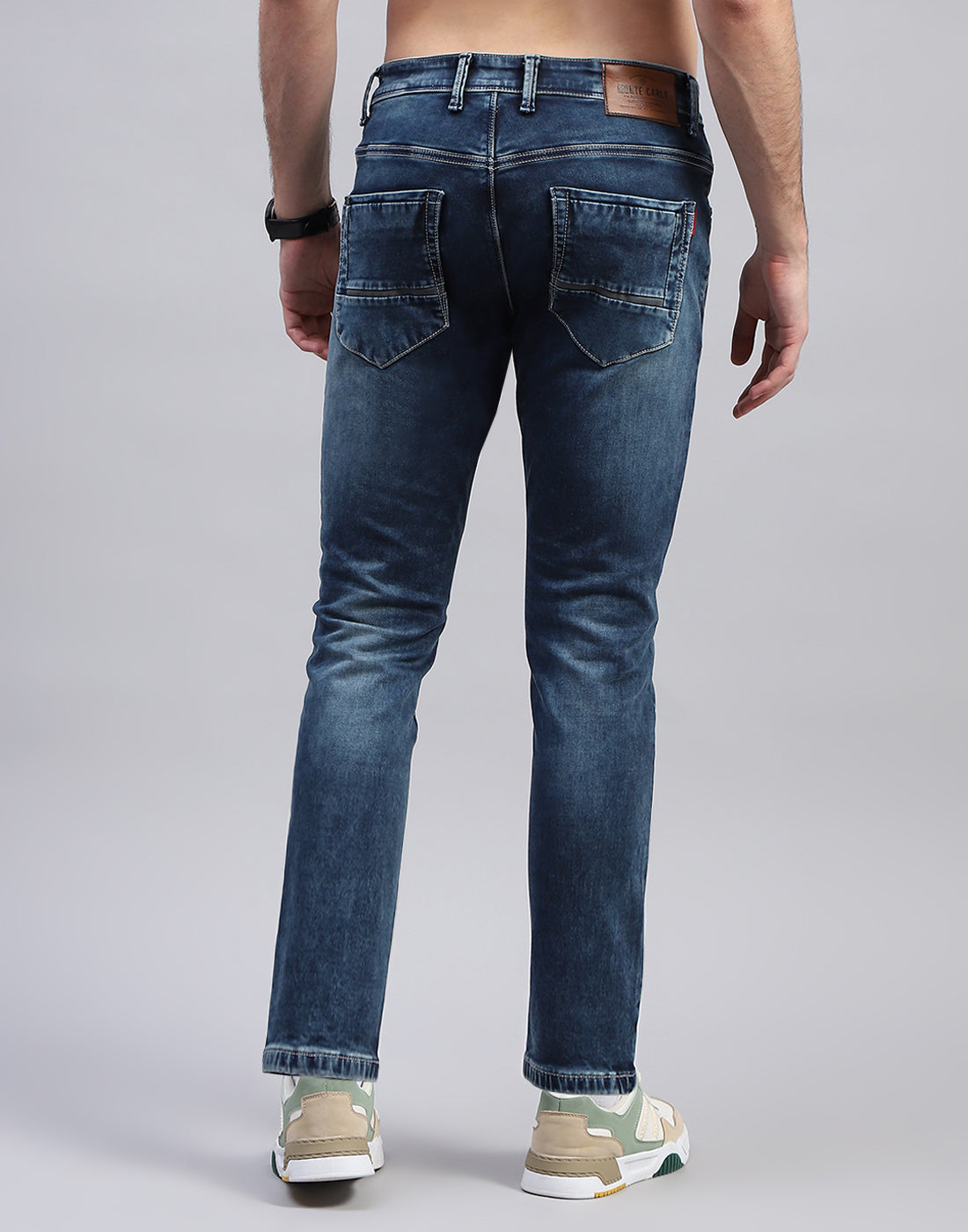 Men Blue Solid Ankle Length Denim