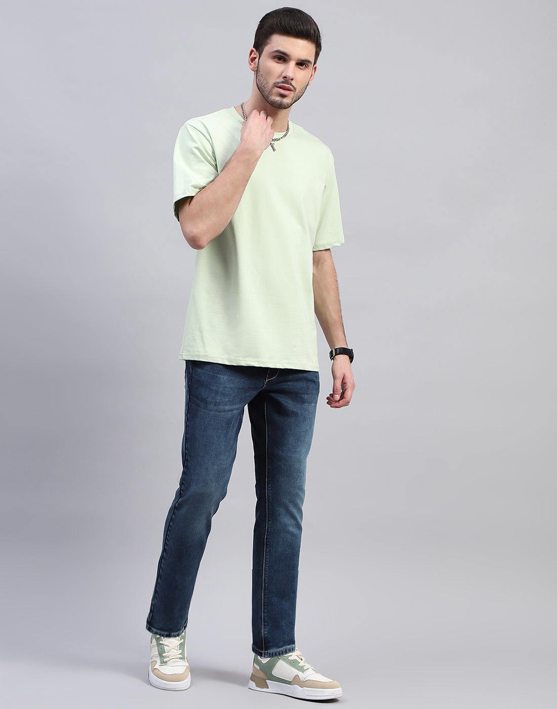 Men Blue Solid Ankle Length Denim