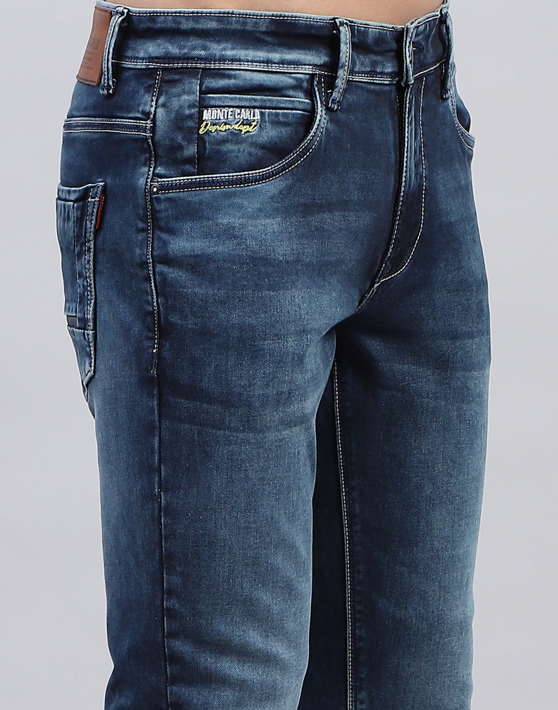 Men Blue Solid Ankle Length Denim