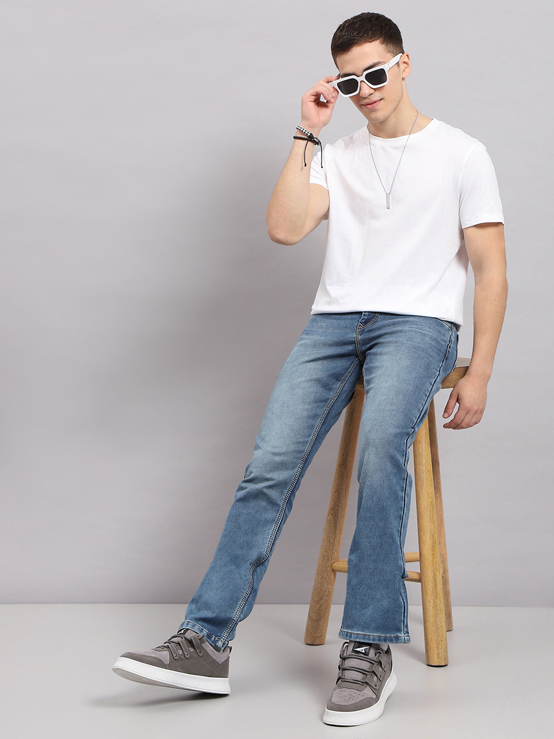 Buy Men Blue Solid Bootcut Denim Online in India Monte Carlo