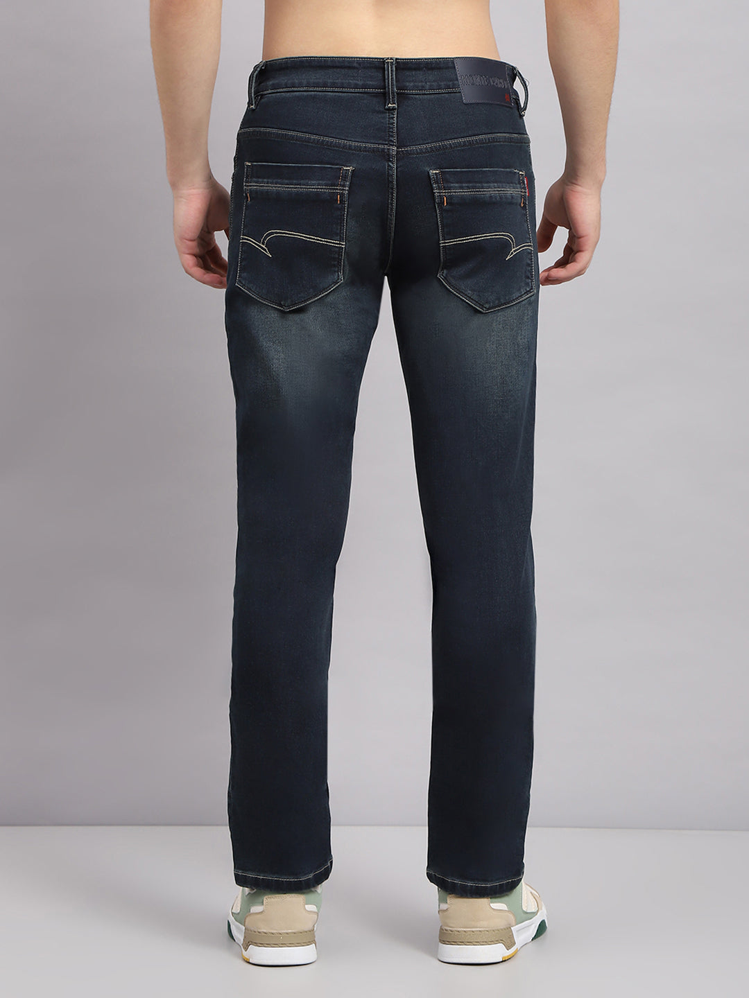 Men Blue Solid Narrow Fit Denim