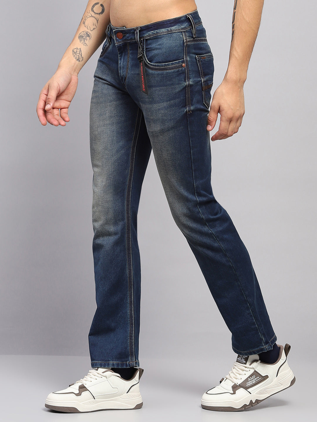 Men Blue Solid Bootcut Denim