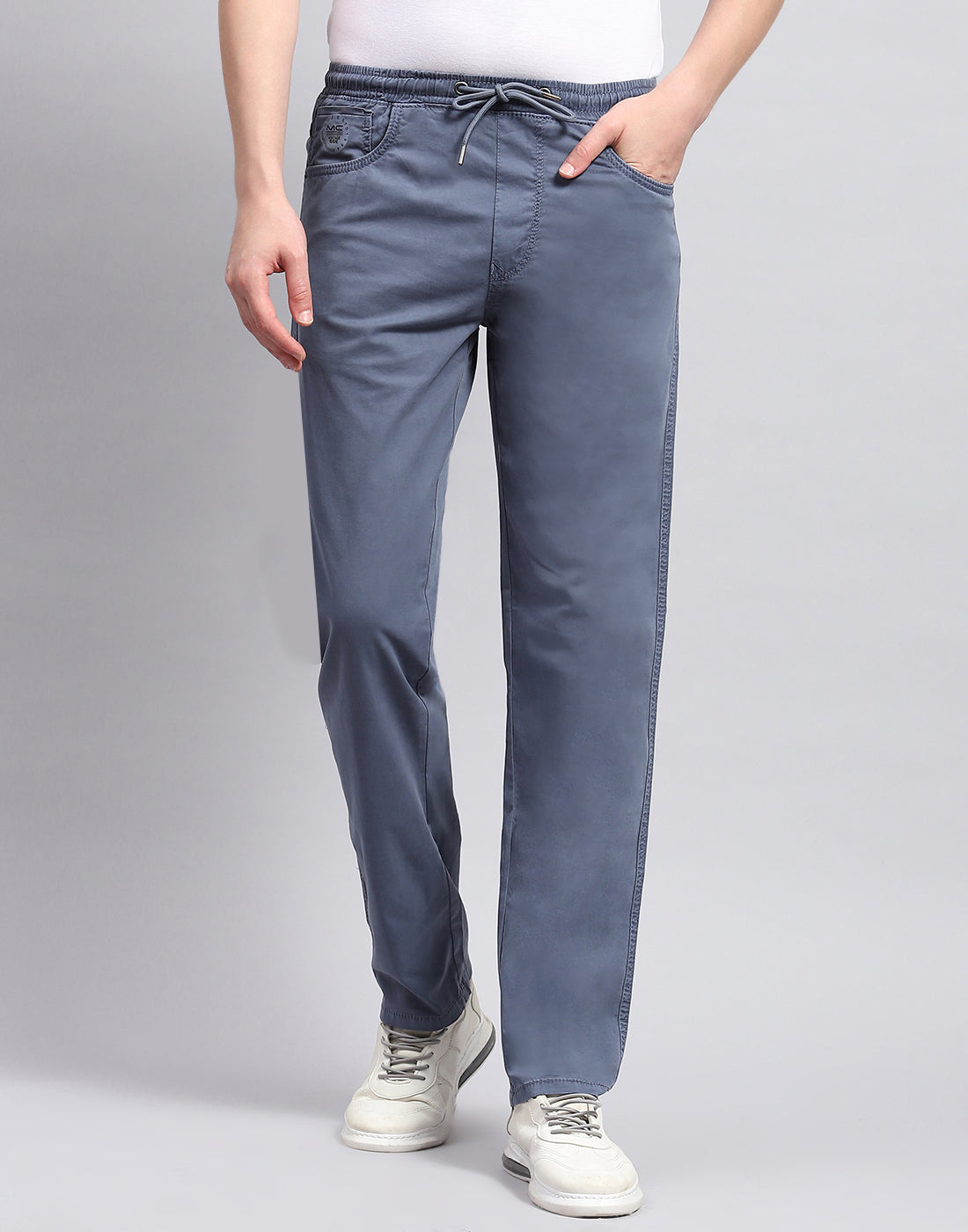 Men Blue Solid Regular Fit Lower