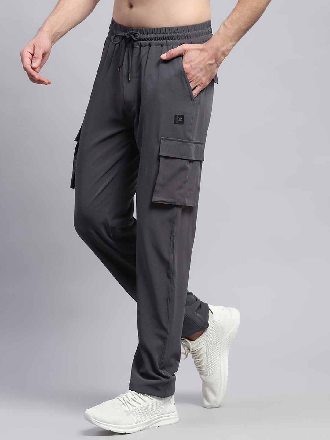 Men Grey Solid Regular Fit Lower