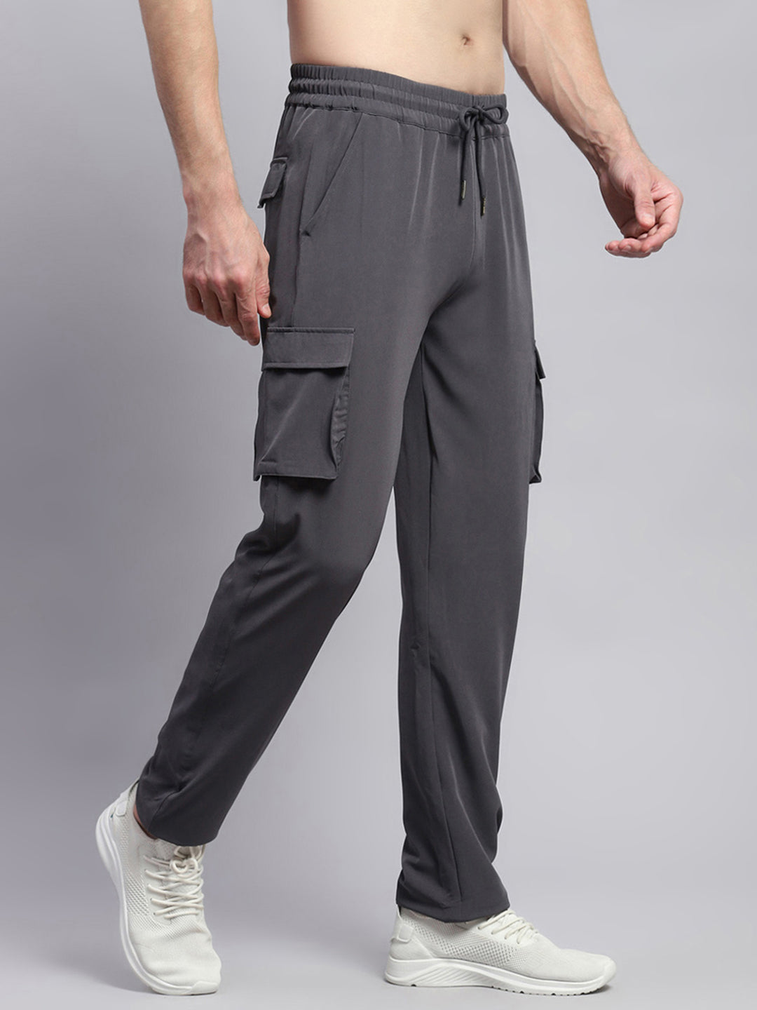 Men Grey Solid Regular Fit Lower