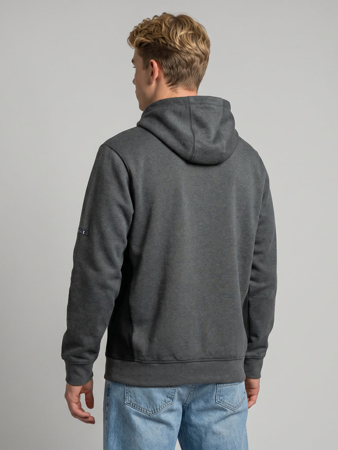 Rock.it Men Charcoal Solid Hooded Full Sleeve Sweatshirt