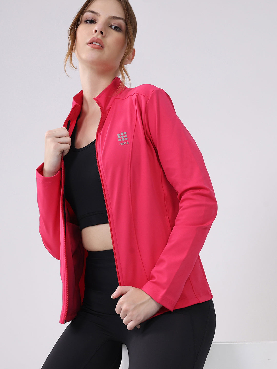 Rock.it Women Pink Solid Collar Full Sleeve Top