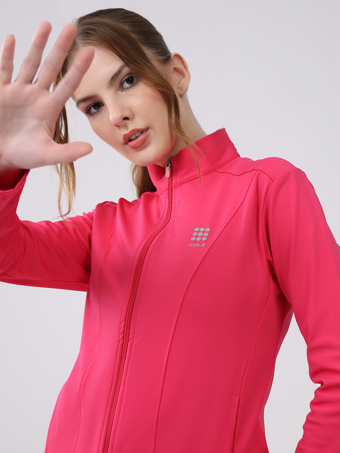 Rock.it Women Pink Solid Collar Full Sleeve Top