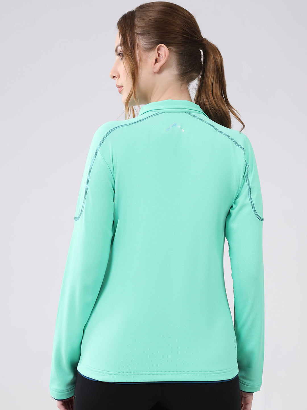 Rock.it Women Green Solid Collar Full Sleeve Top