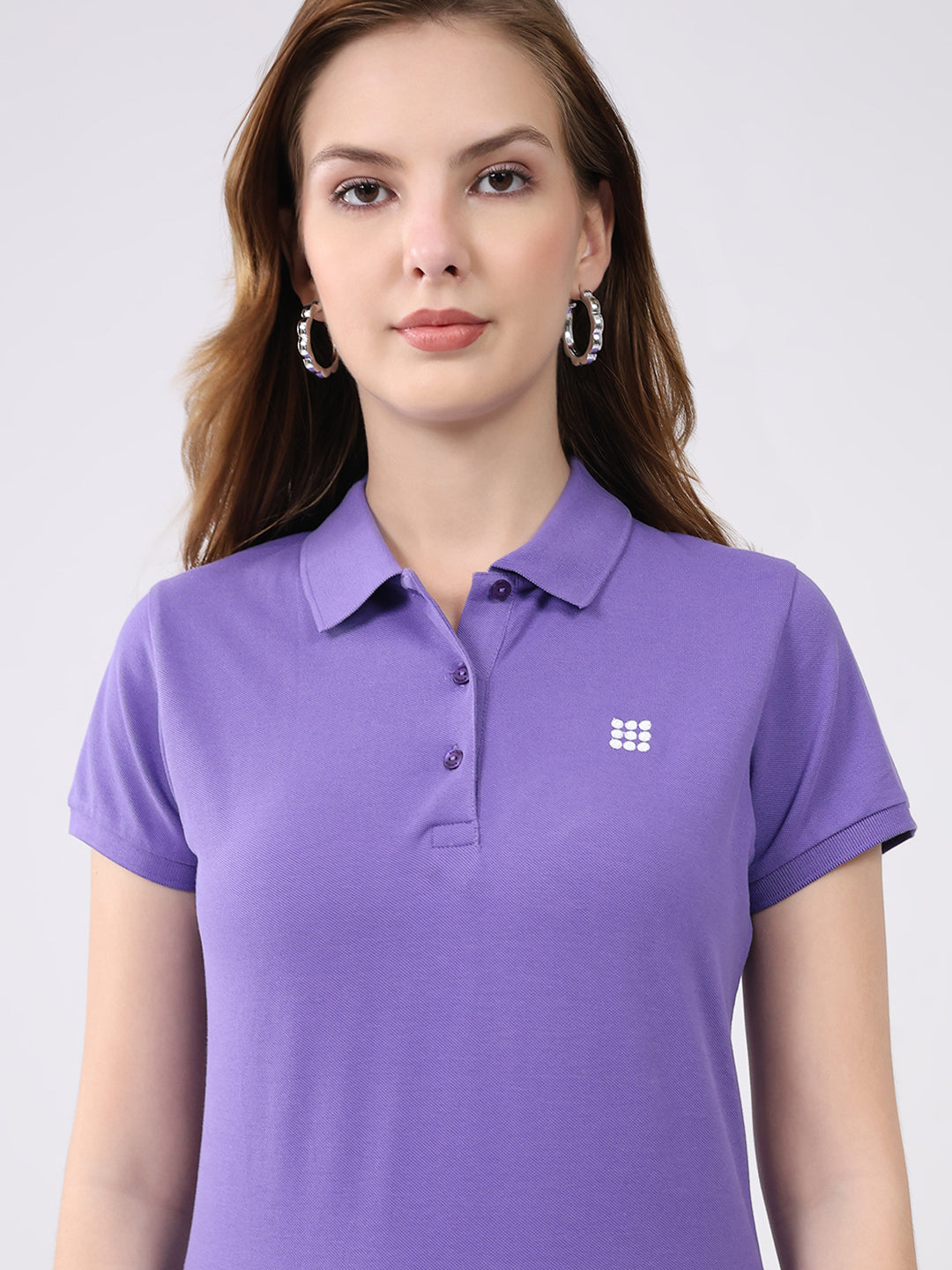 Rock.it Women Purple Solid Collar Half Sleeve T-Shirt