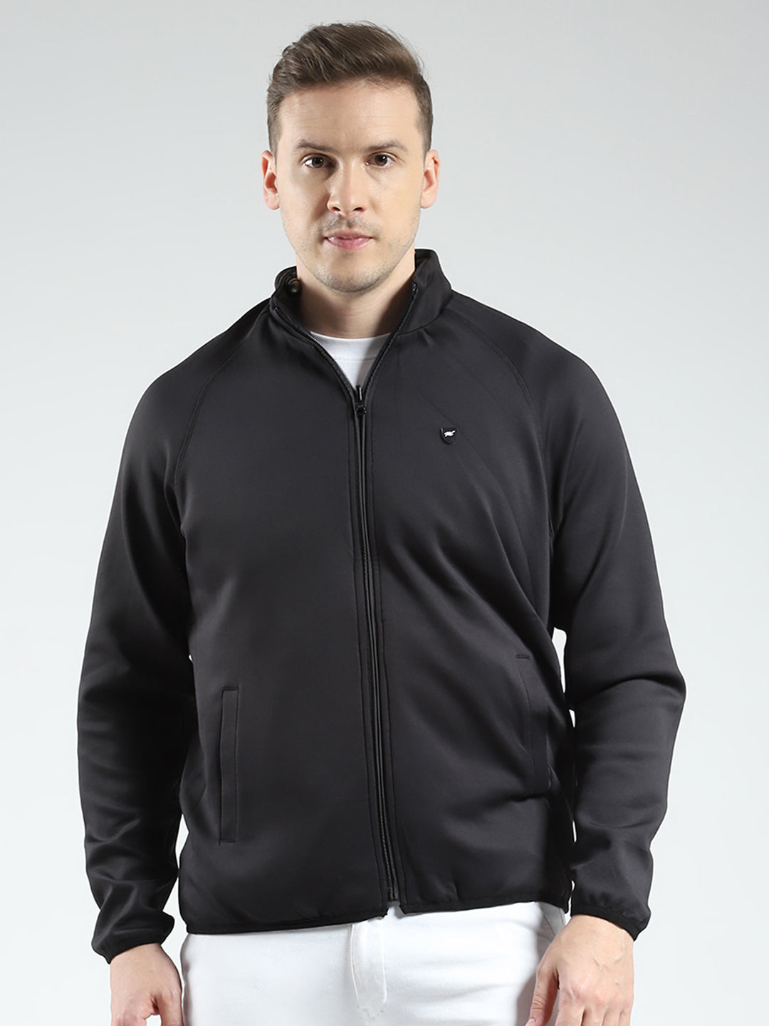 Men Black Solid Detachable Hood Full Sleeve Reversible Sweatshirt