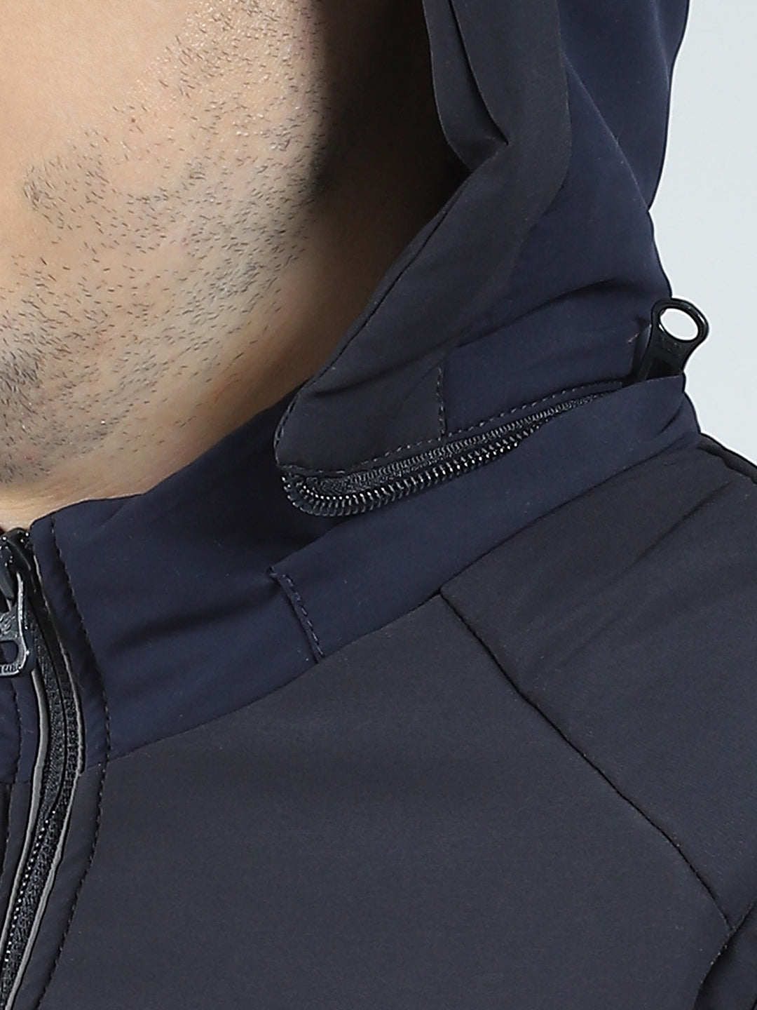 Men Black Solid Hooded Full Sleeve Jacket