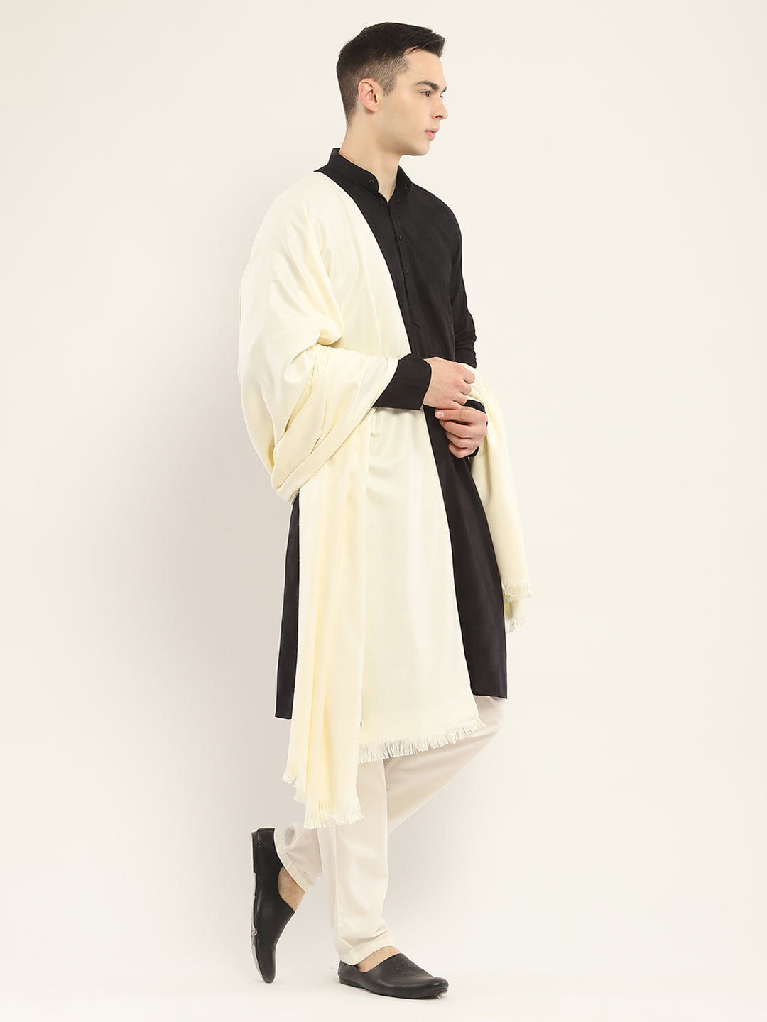 Men Beige Solid Lohi Shawl