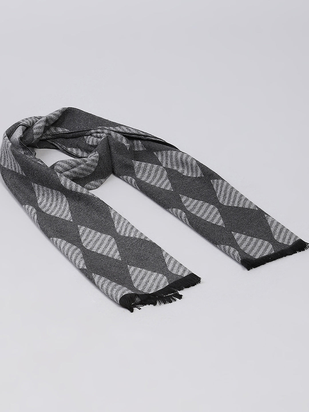 Men Grey Self Design Muffler