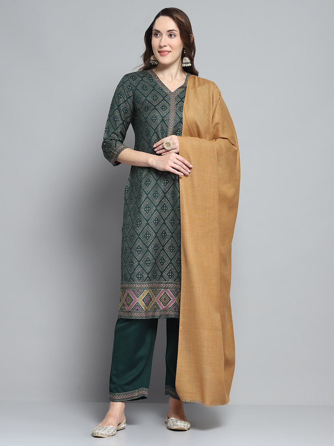 Women Khaki Solid Shawl