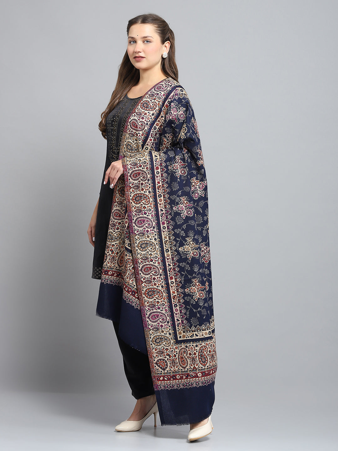 Women Multicolor Self Design Shawl