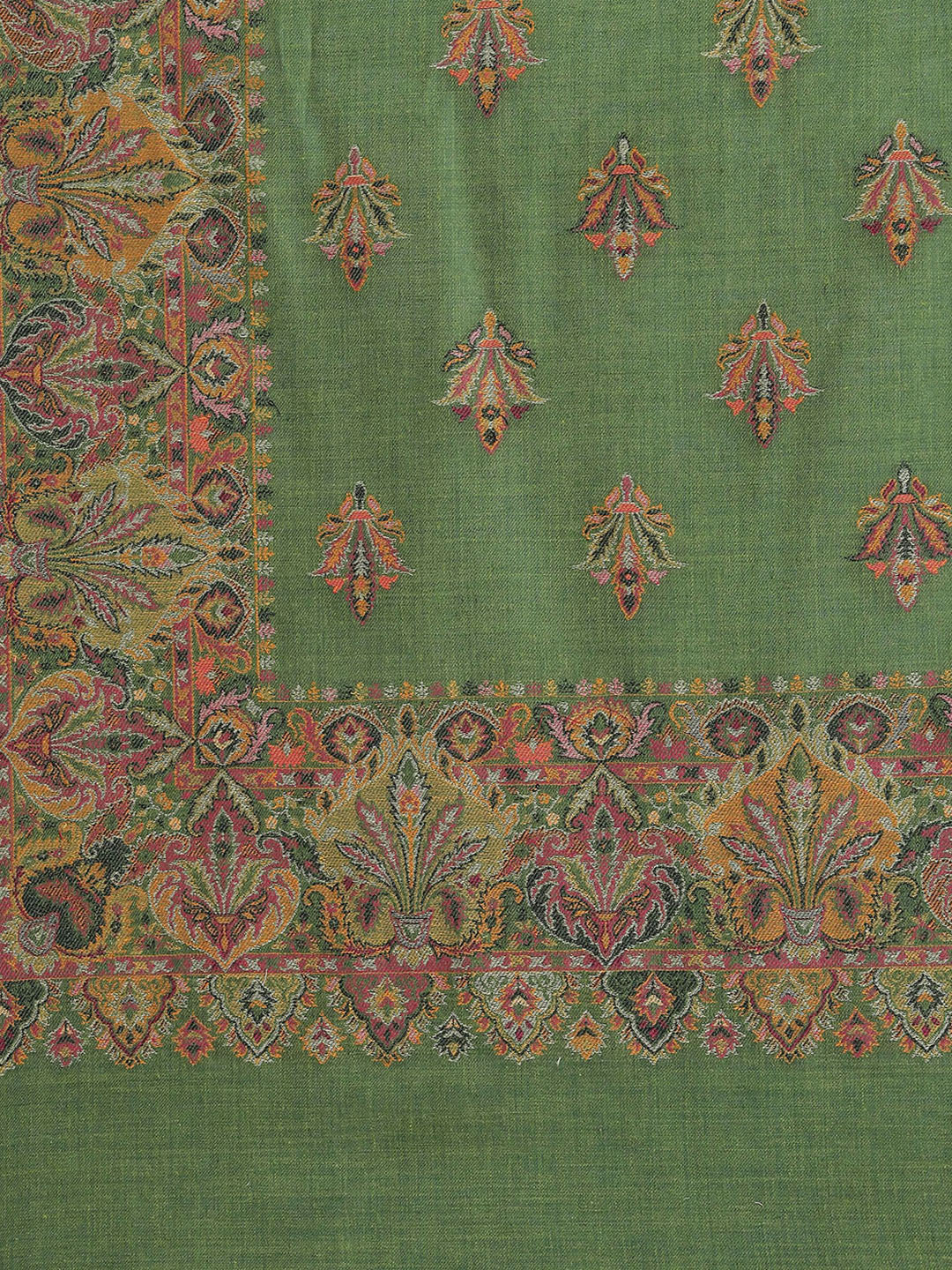 Women Green Self Design Shawl