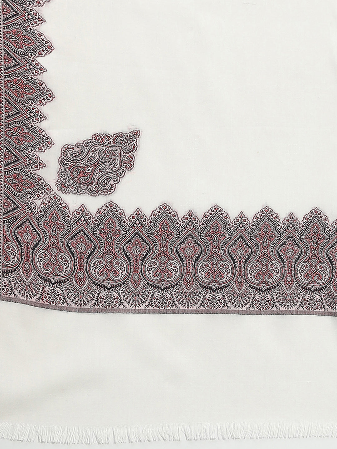 Women Off White Self Design Shawl