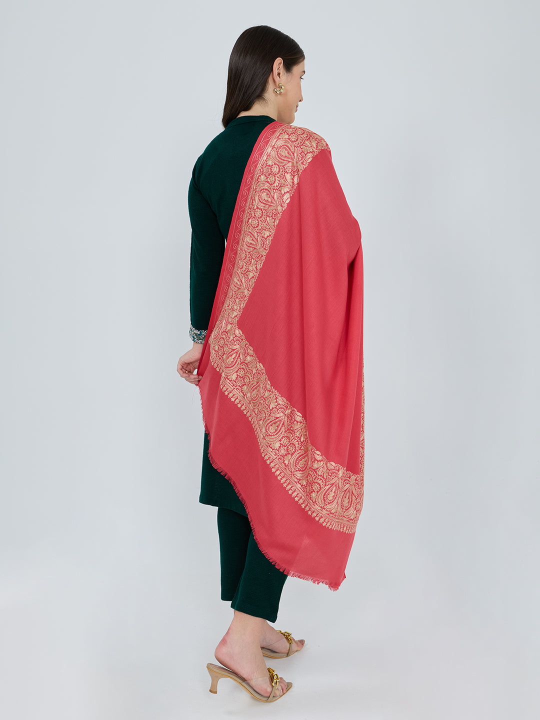 Women Red Traditional Motifs Polyester Acrylic Shawl