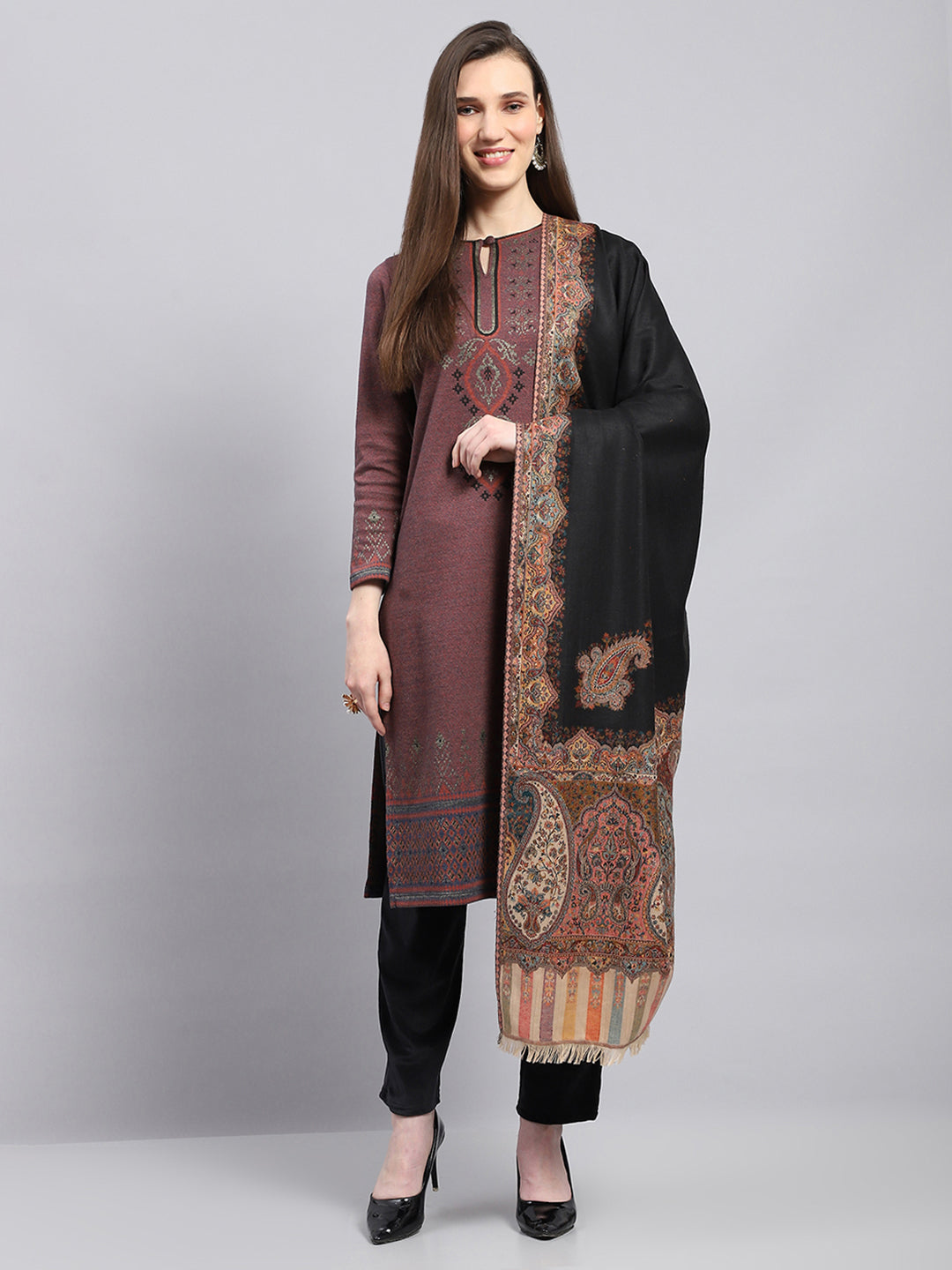 Women Multicolor Self Design Shawl