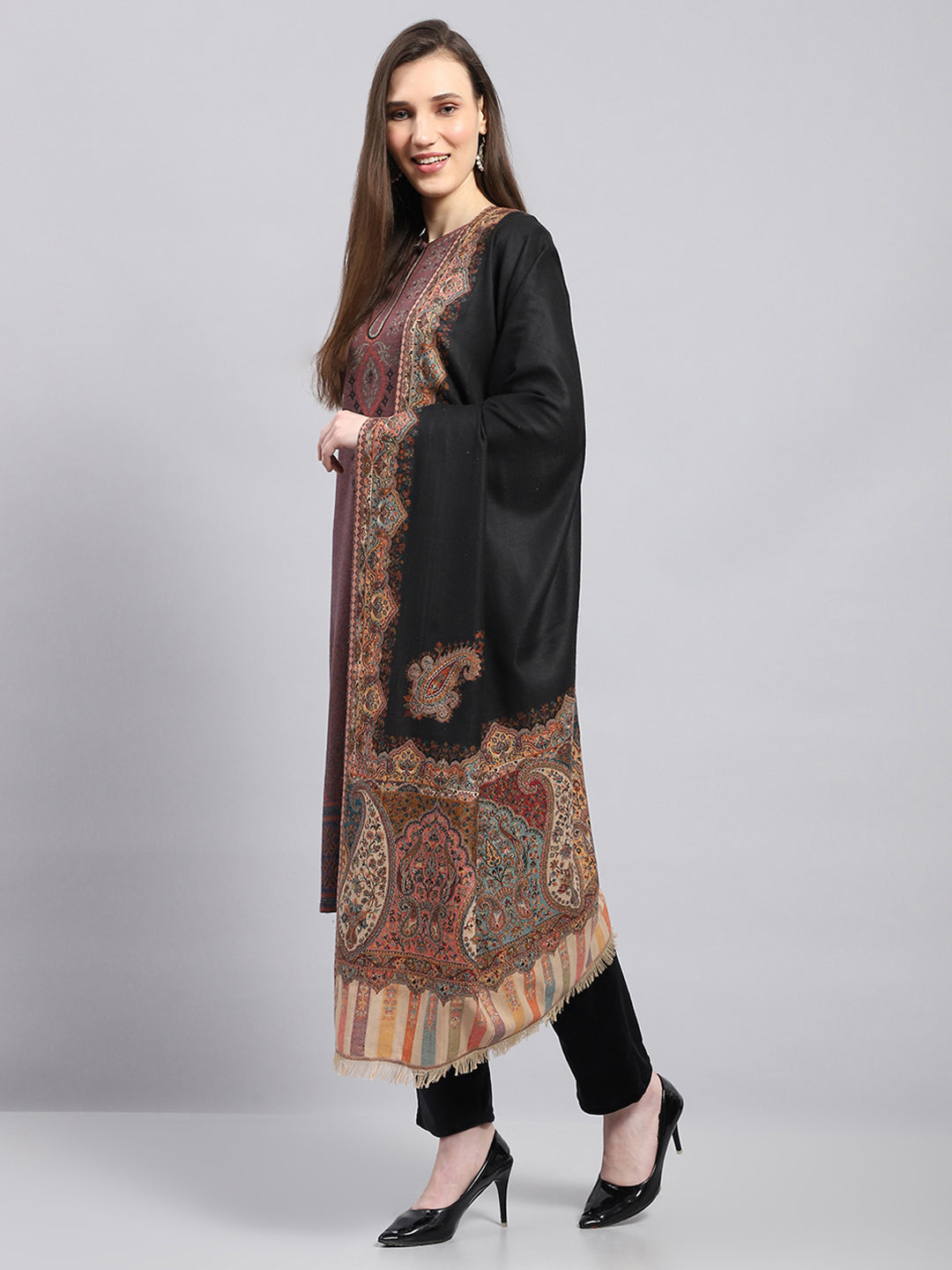 Women Multicolor Self Design Shawl