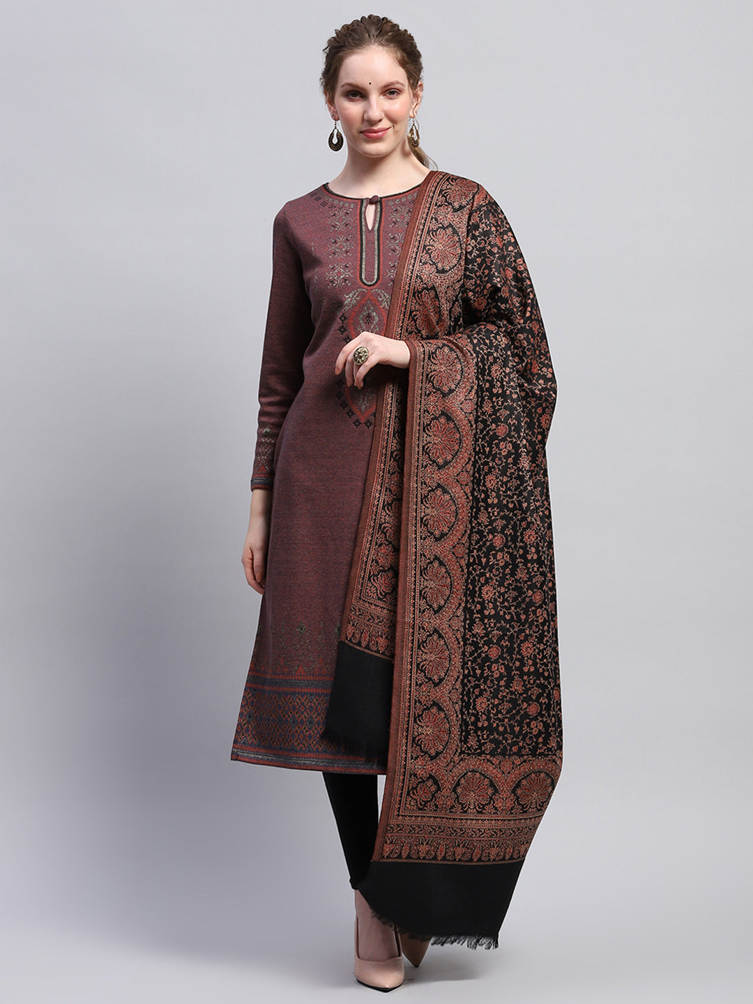 Women Multicolor Self Design Shawl