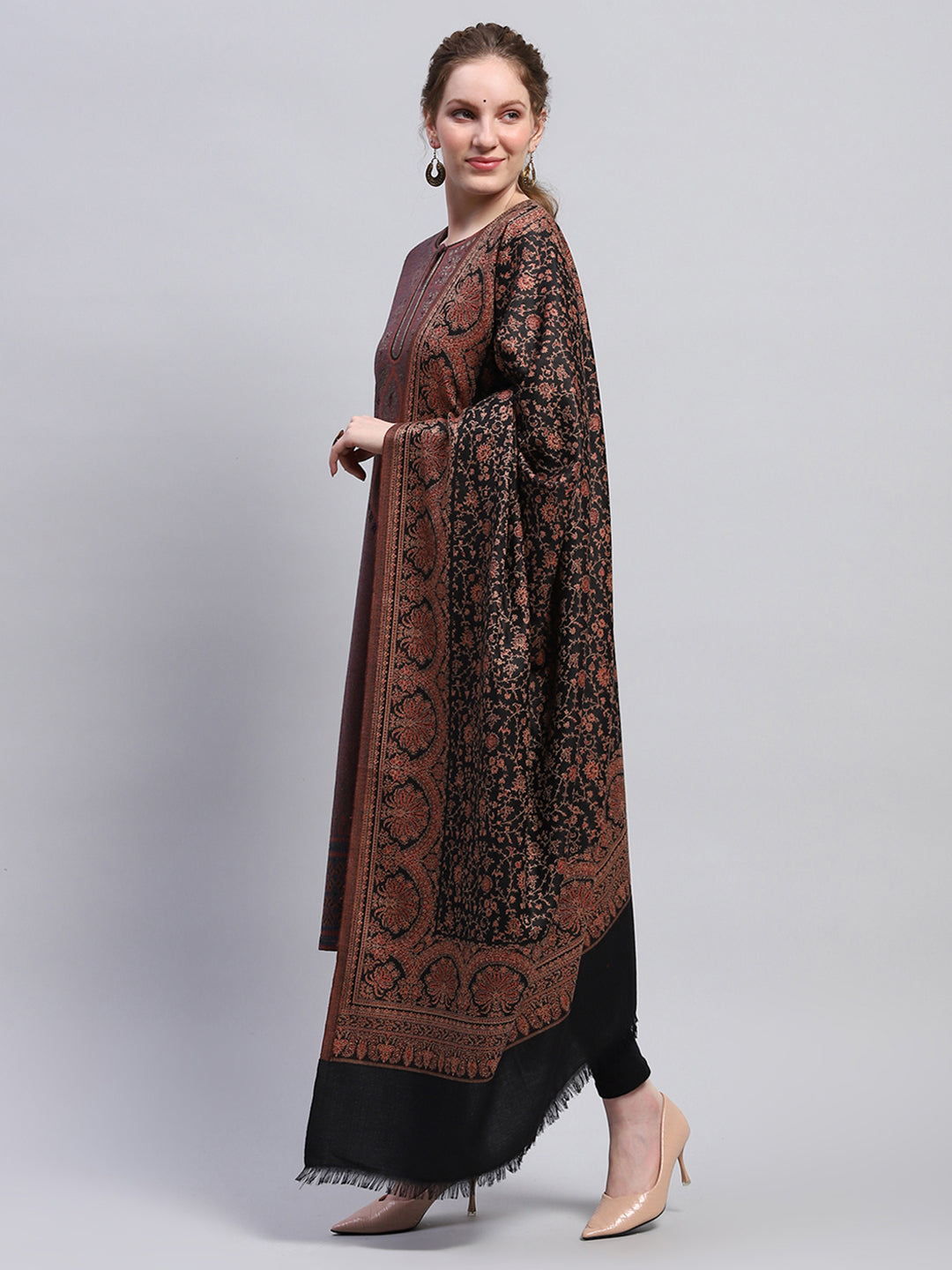 Women Multicolor Self Design Shawl