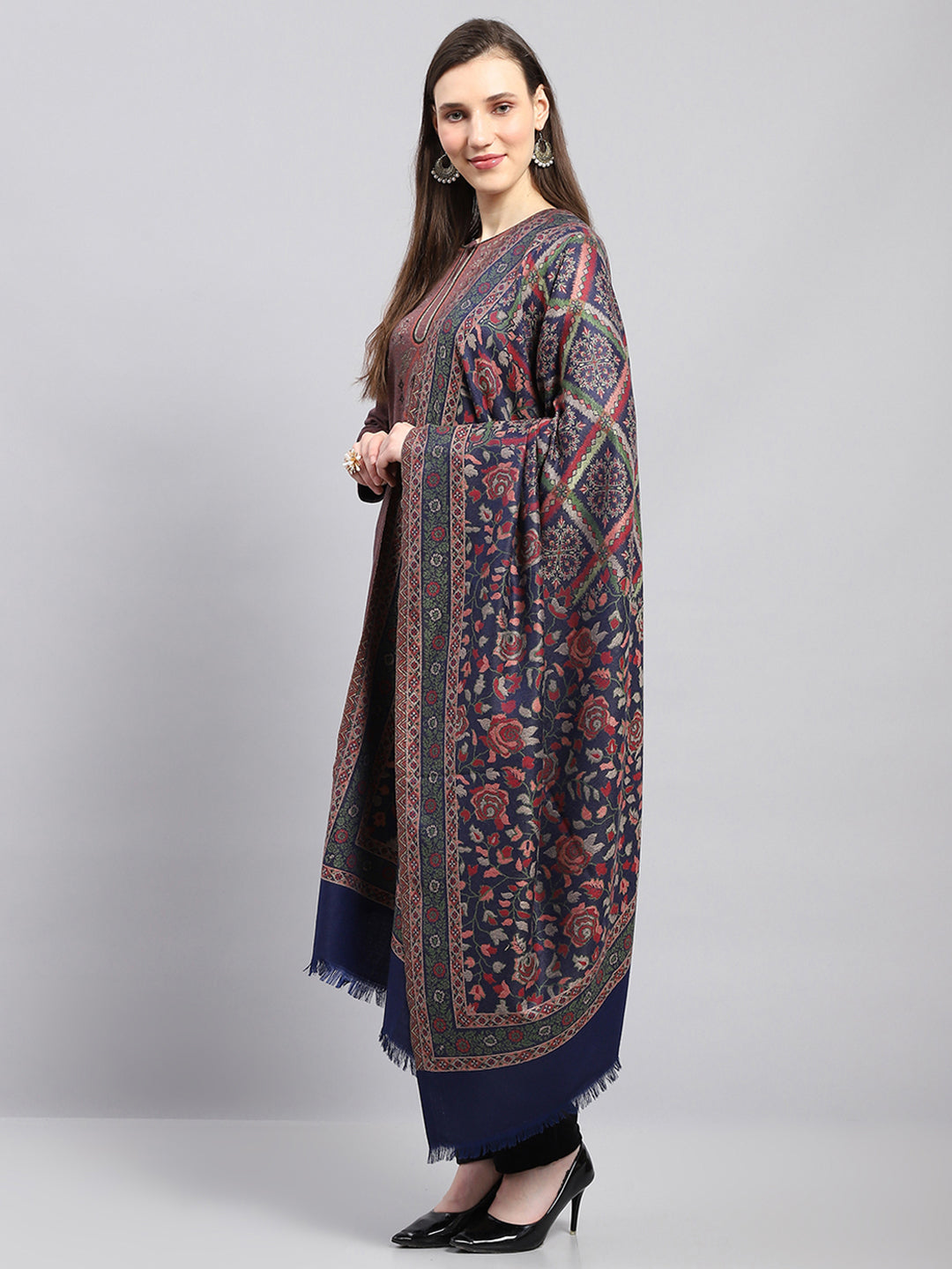 Women Multicolor Self Design Shawl