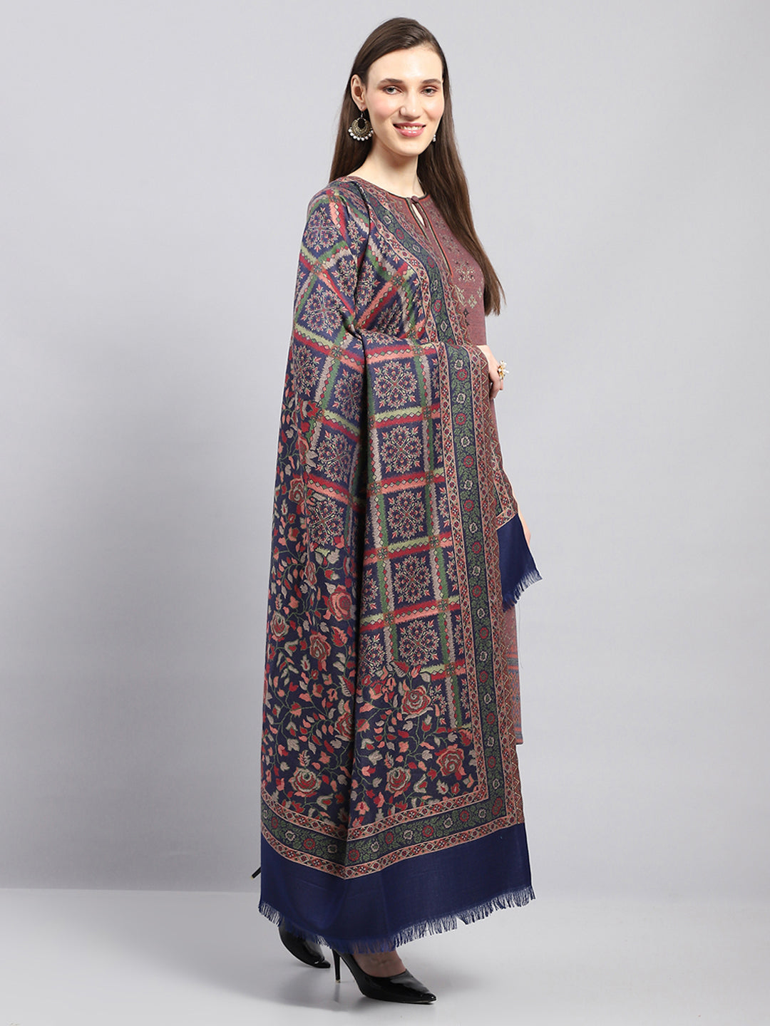 Women Multicolor Self Design Shawl