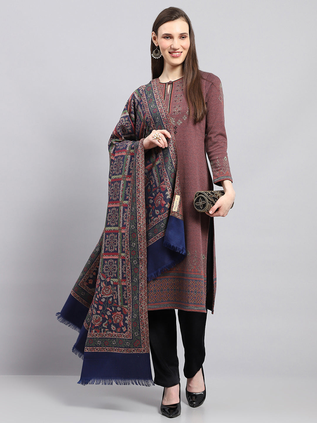 Women Multicolor Self Design Shawl