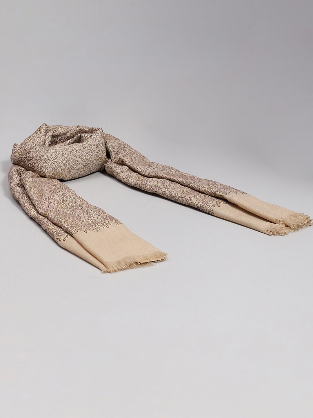 Women Beige Self Design Shawl