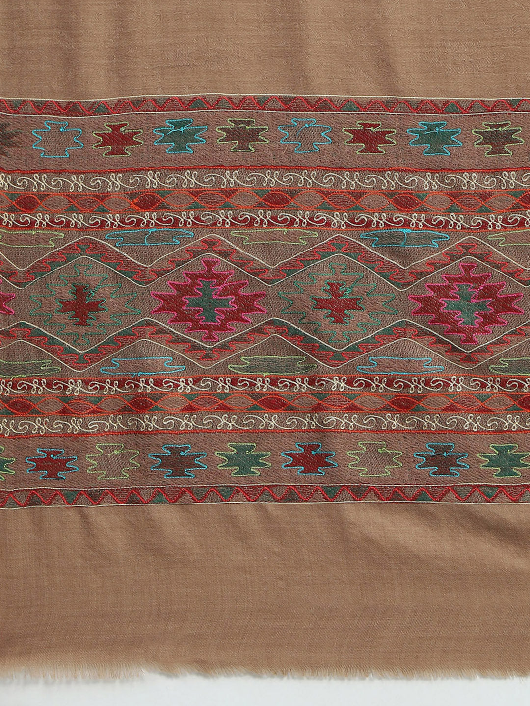 Women Khaki Self Design Shawl