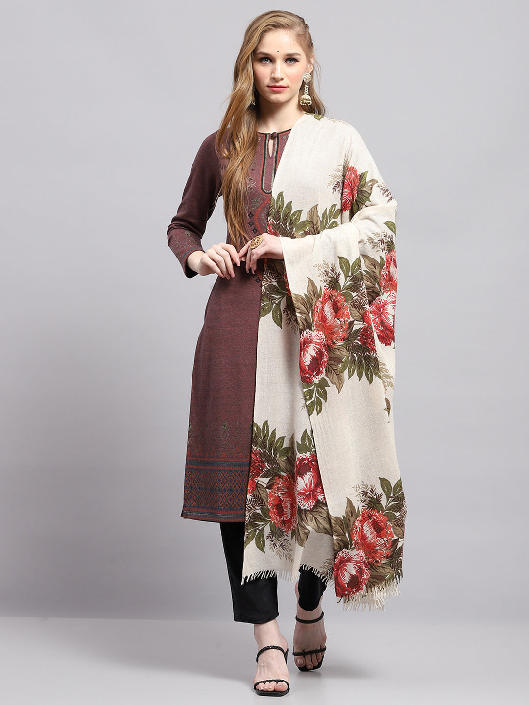 Women Multicolor Floral Print Shawl
