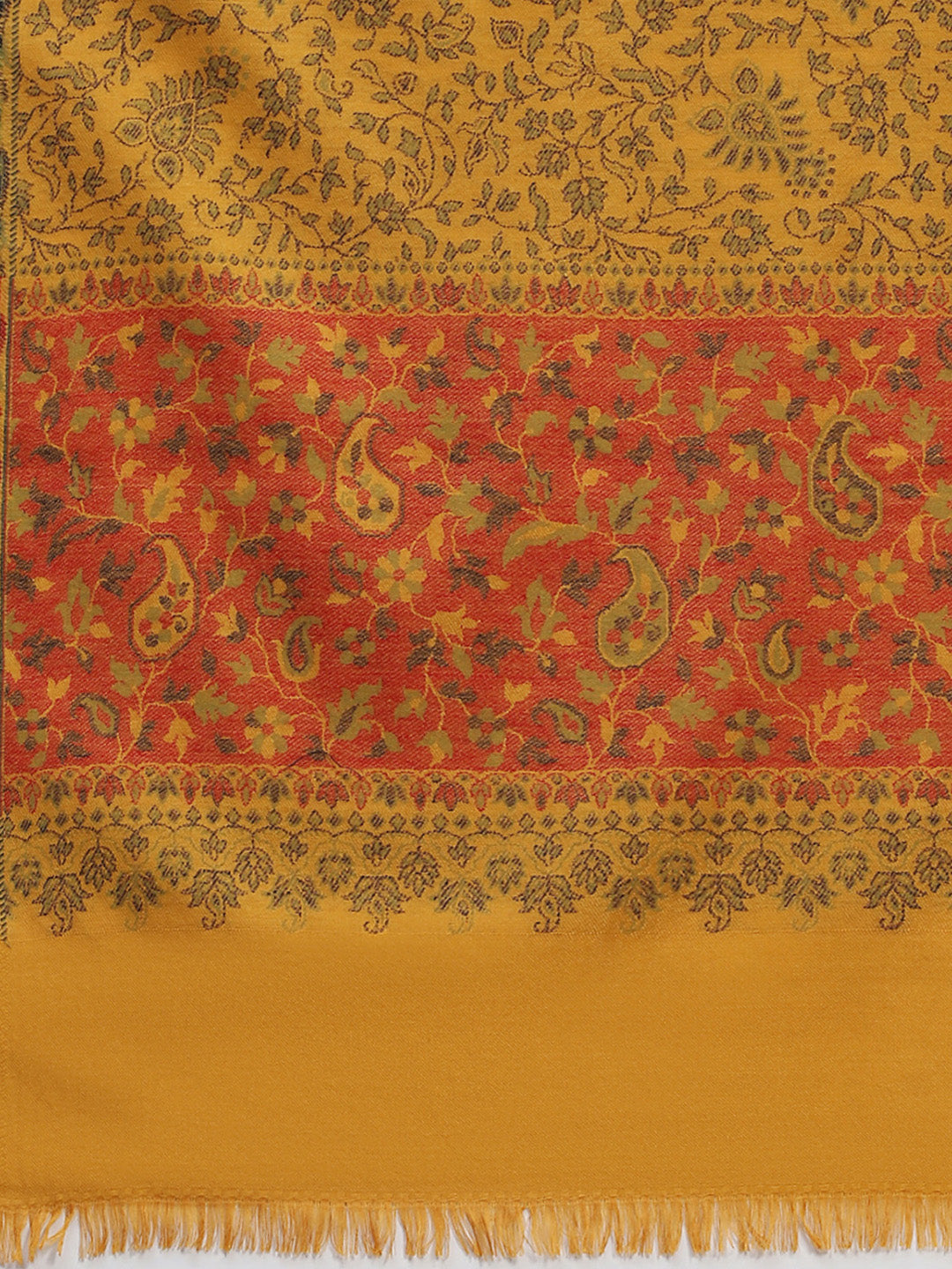 Women Mustard Self Design Shawl