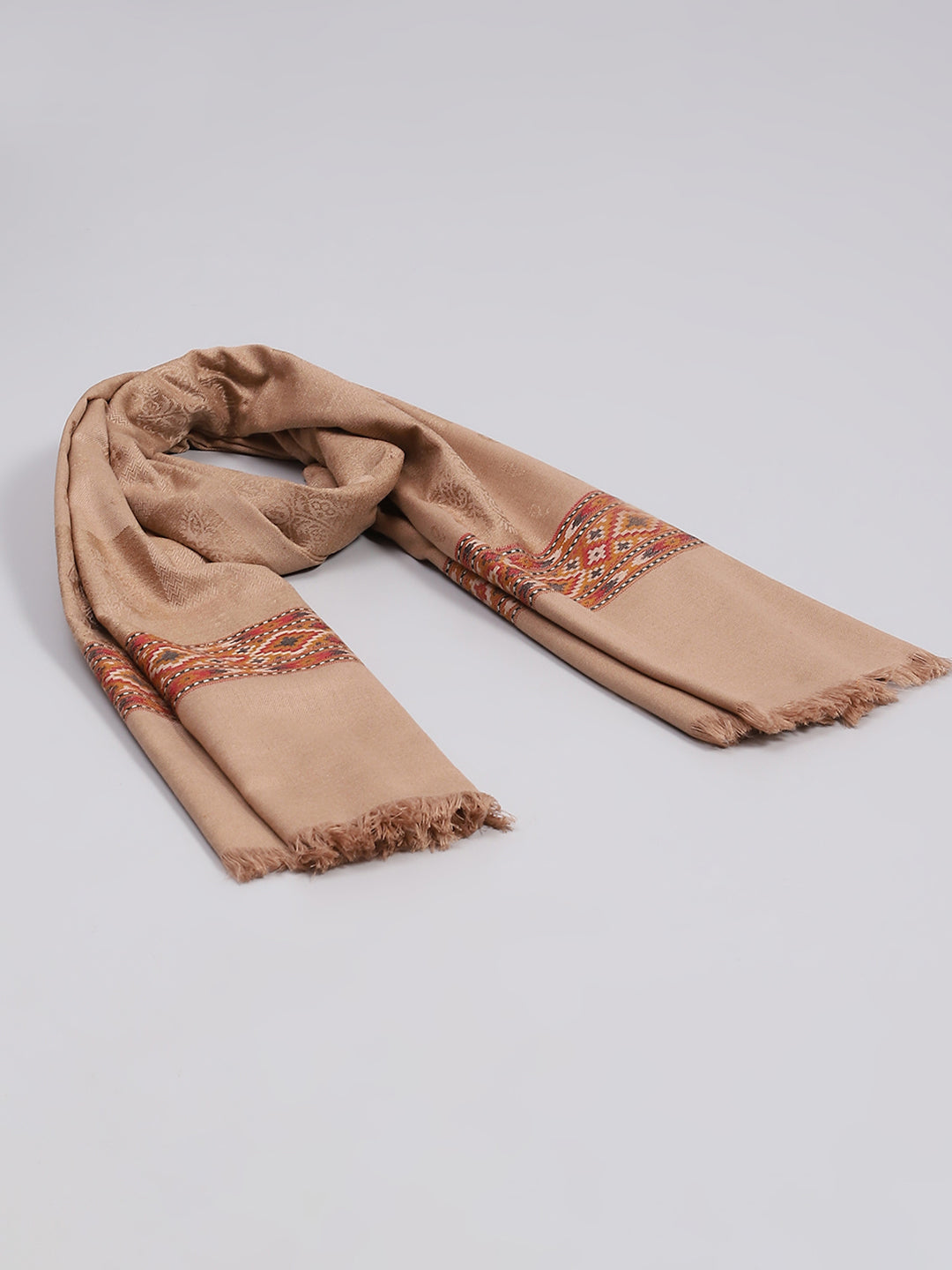 Women Beige Self Design Shawl