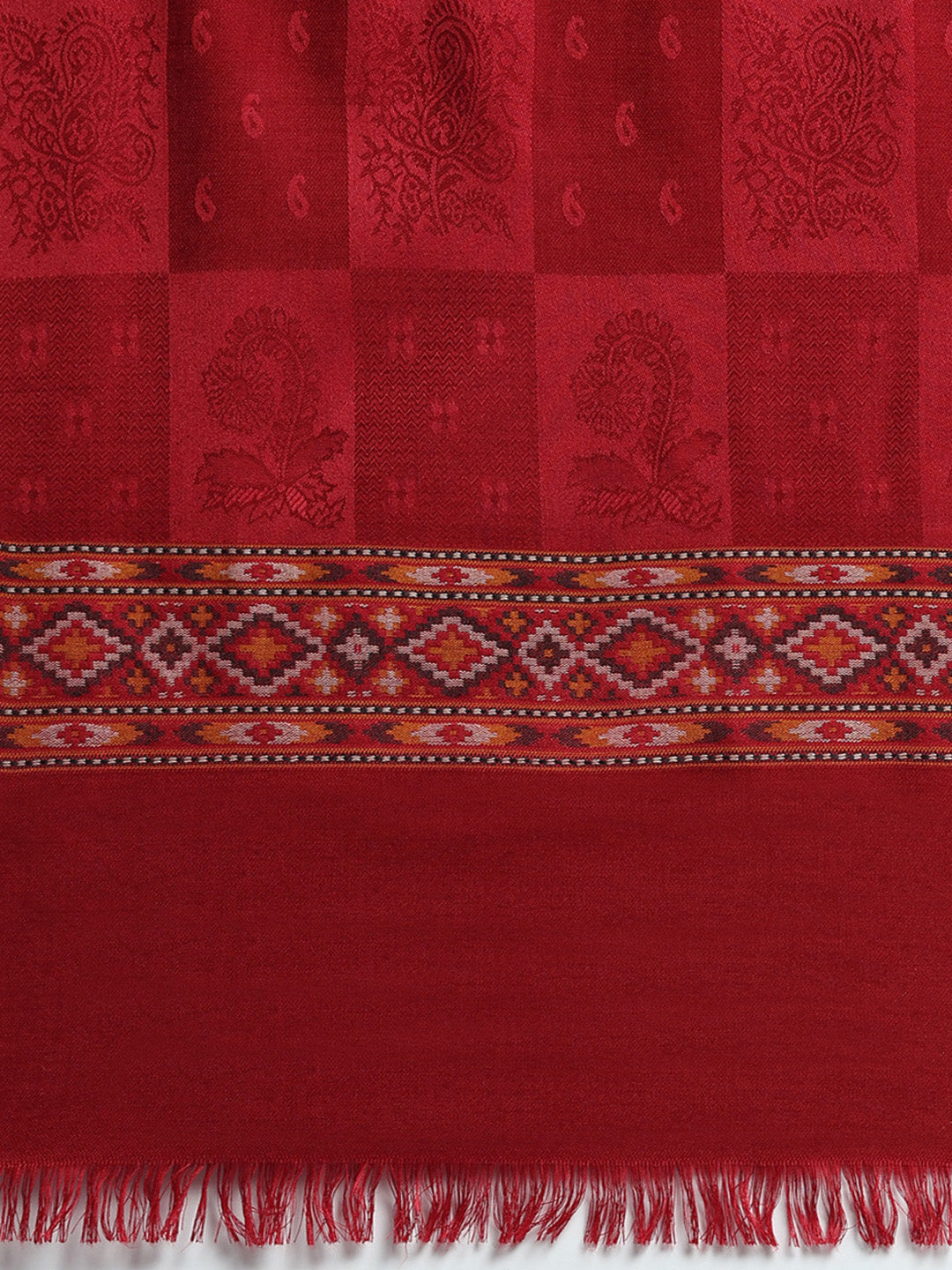 Women Maroon Self Design Shawl