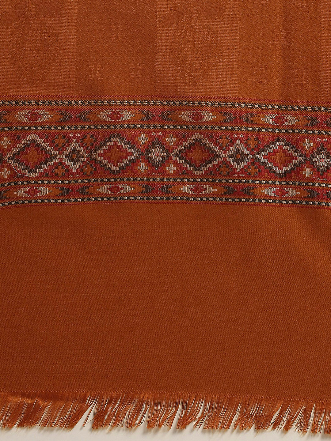 Women Mustard Self Design Shawl