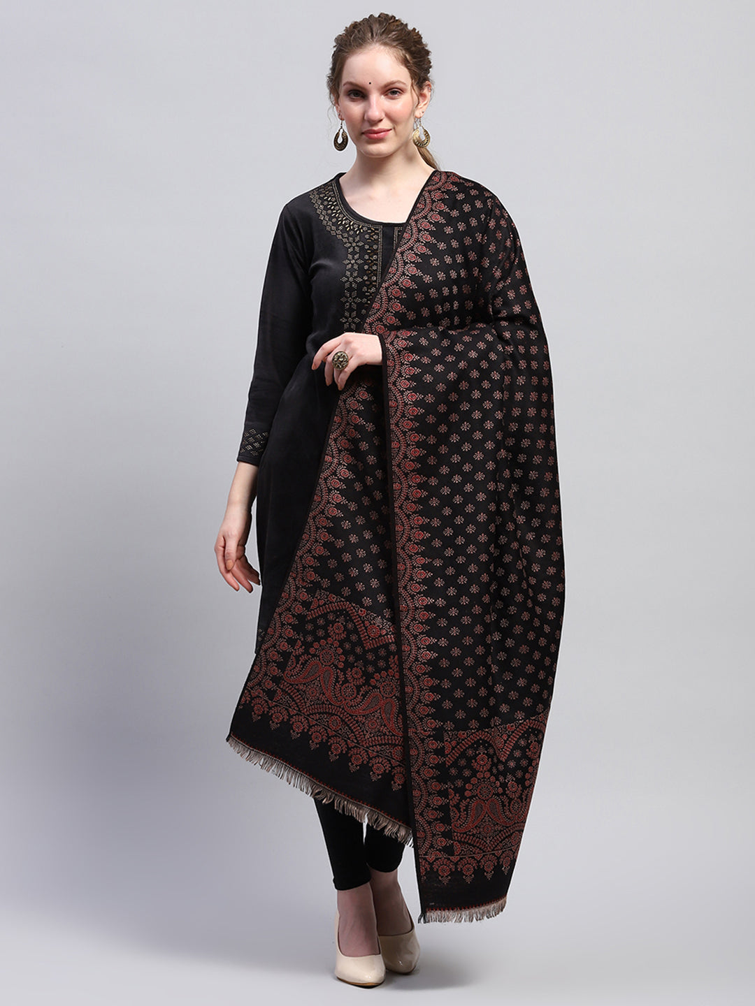 Women Multicolor Self Design Shawl